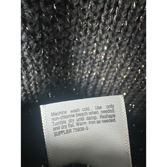 A.n.a Black Gold Lurex Sweater Top V Neck Long Sleeves Women’s Plus Size 2X - Picture 6 of 9